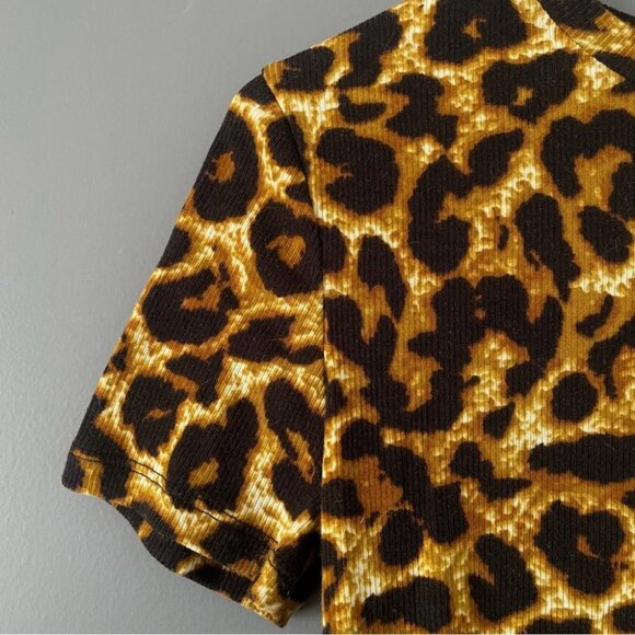 Zara Leopard Print Crop Top The Perfect Edgy Layering Piece 90s Grunge Y2K - Picture 4 of 9